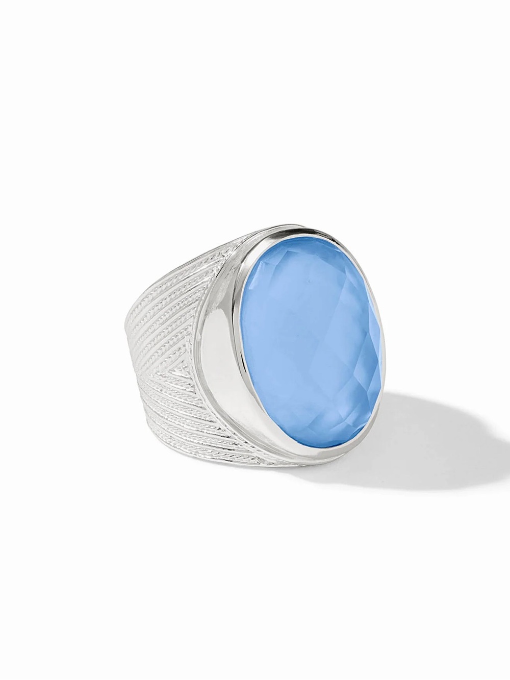 Julie Vos Sky Blue Faceted Stone Silver-Plate Ring